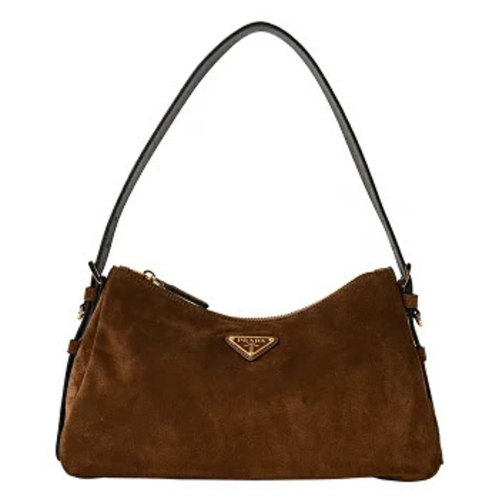 Prada Shoulder Bag Aime Suede One Handle Horizontal Spring Summer - Picture 2 of 7